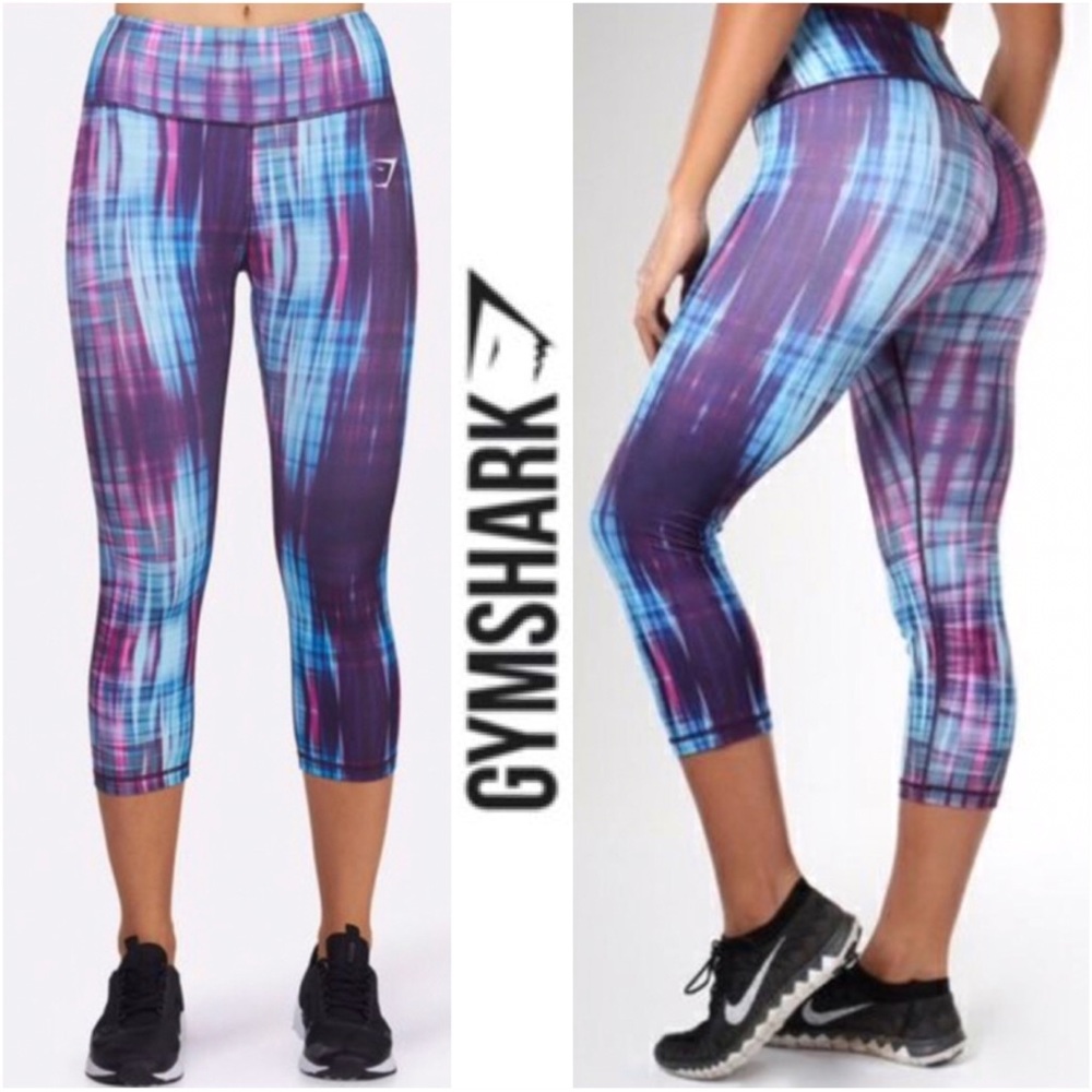 Gymshark Harlequin Tie Dye Plaid Crop Leggings